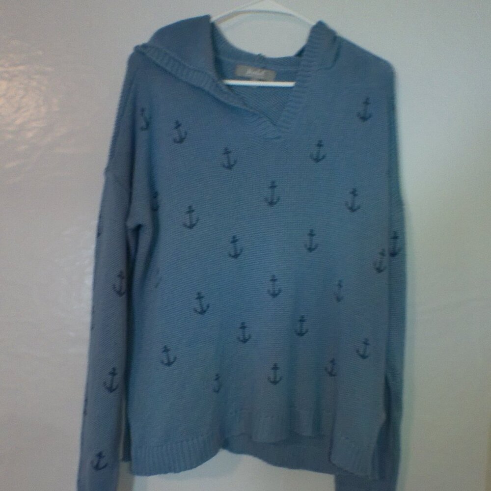 Marled Reunited Clothing Hooded Anchor Knit Sweater – Women’s XL